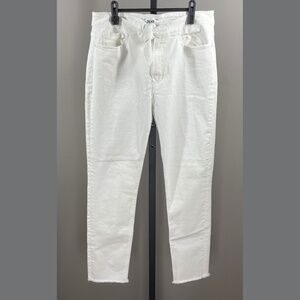 Paige Jeans Womens 30 white denim hoxton ankle peg skinny designer casual bow